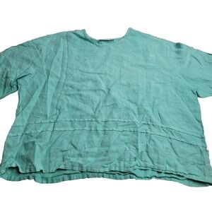 Bryn Walker Turquoise 100% Linen Blouse Women's Medium